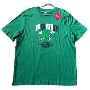 Puma Let The Shenanigans Begin St. Patarick's Day T-shirt Size XL Green NWT
